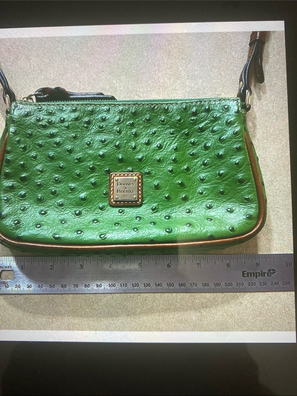 Dooney & Bourke Green Ostrich-Embossed Crossbody Bag- EUC - Picture 10 of 15